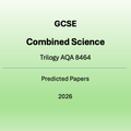 Cover of GCSE Combined Science Trilogy AQA 8464 predicted papers for 2026 on a green background