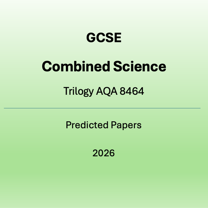 Cover of GCSE Combined Science Trilogy AQA 8464 predicted papers for 2026 on a green background