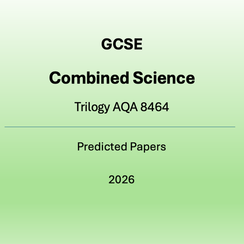 Cover of GCSE Combined Science Trilogy AQA 8464 predicted papers for 2026 on a green background